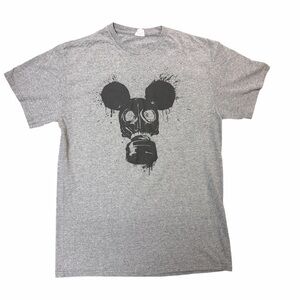 Gas Mask Mouse T-Shirt Gray | Edgy Streetwear Tee | Adult Medium